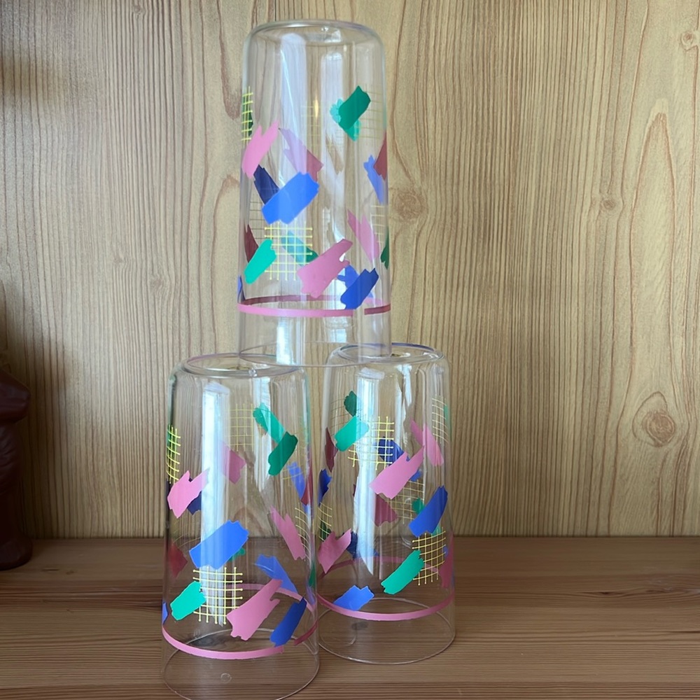 VINTAGE tumblers 90’s Lot of 3, Acrylic, Taiwan Party, summer picnic, nostalgic
